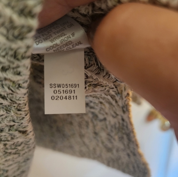 J Jill  white heathered cable knit cotton sweater beachy summer size medium - Picture 6 of 9